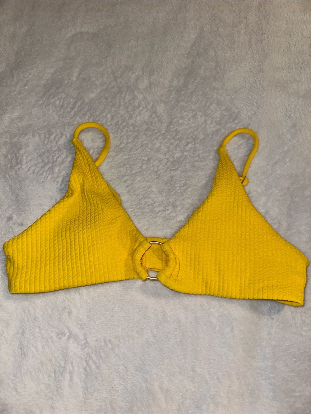*NEW* ROMWE Bright Yellow Ribbed Ring-Front Bikini Set - Picture 2 of 8
